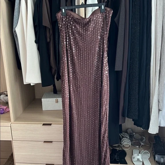Abercrombie & Fitch Strapless Sequin Brown Dress - Picture 7 of 10